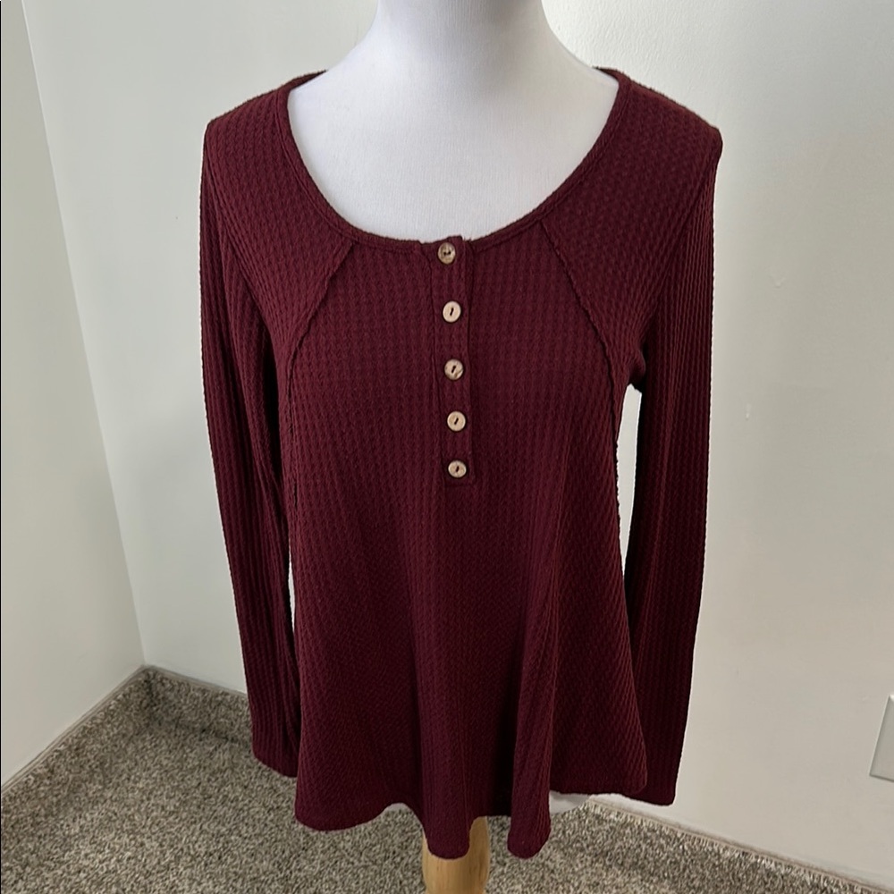 Bohme Burgundy Button-Up Top